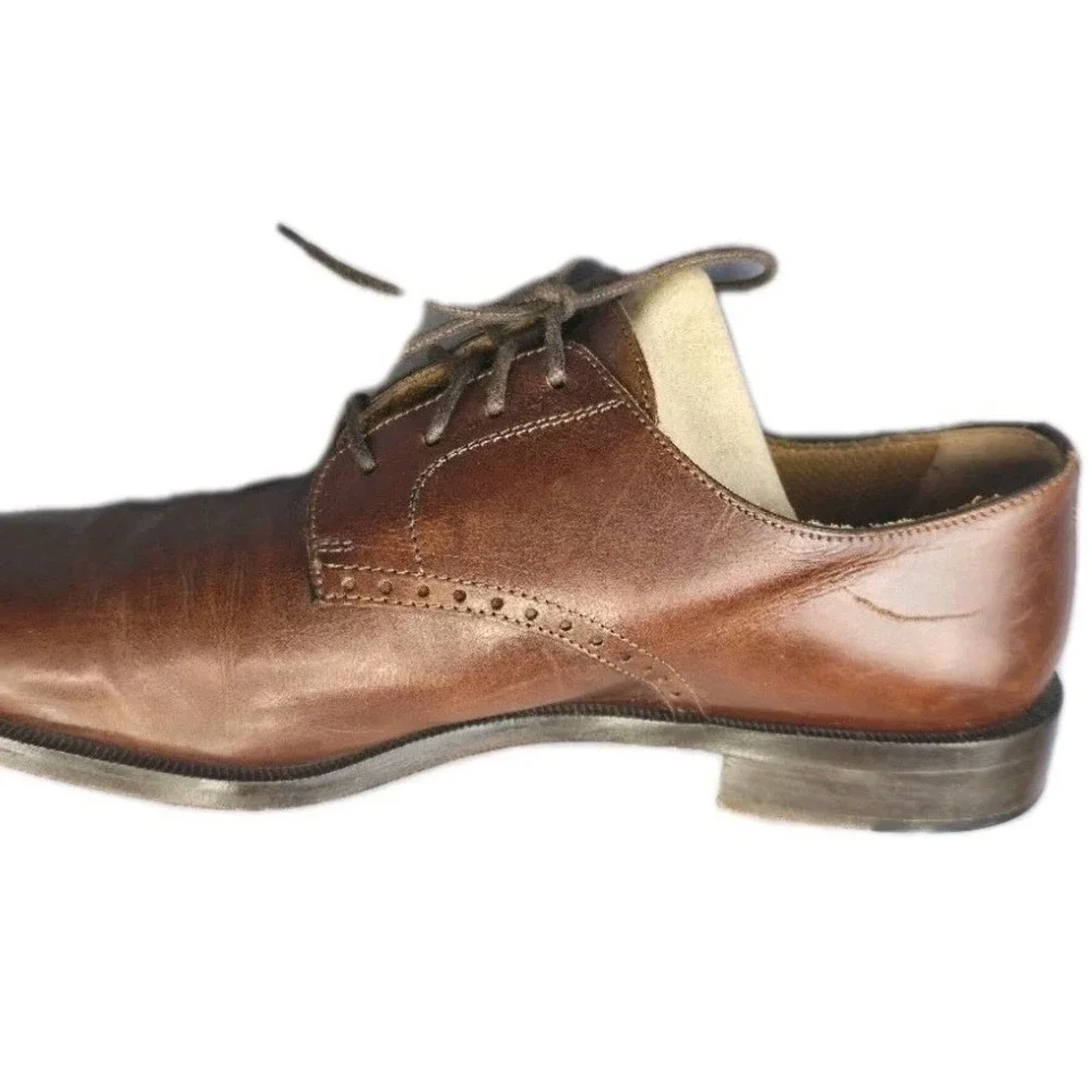 Vito Rufolo Men's Size 8.5 M Brown Dress Derby Lace Up Shoes,  Italy  Leather